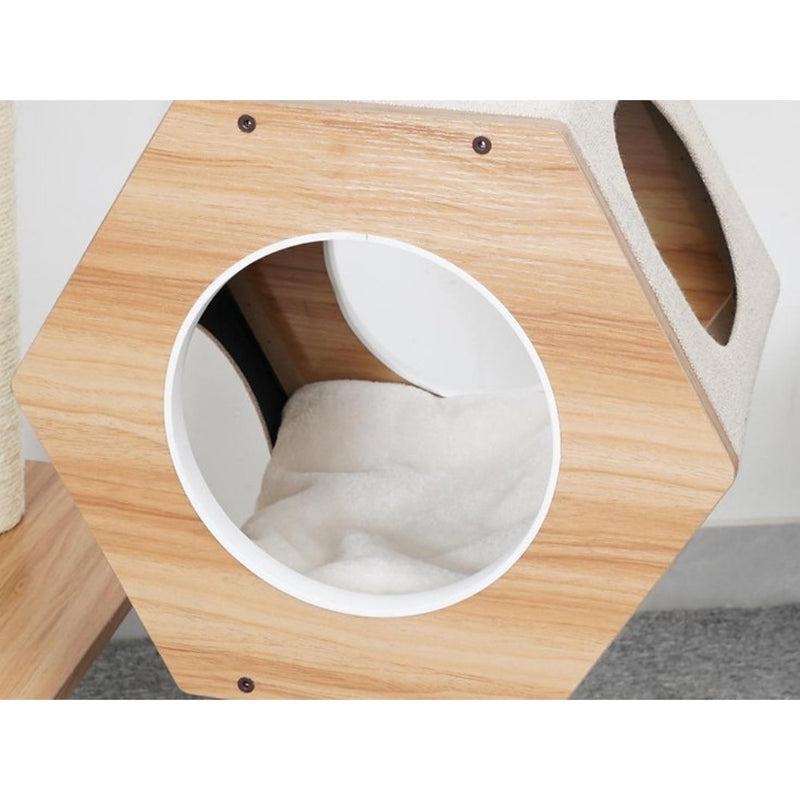 PetPals Wagon Style Minimalistic Design, Wooden Medium Cat Tower