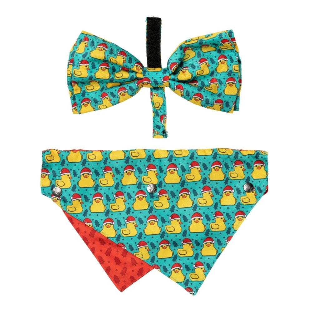 Fuzzyard Merry Quackmas Bandana and Bowtie - 2 Pack