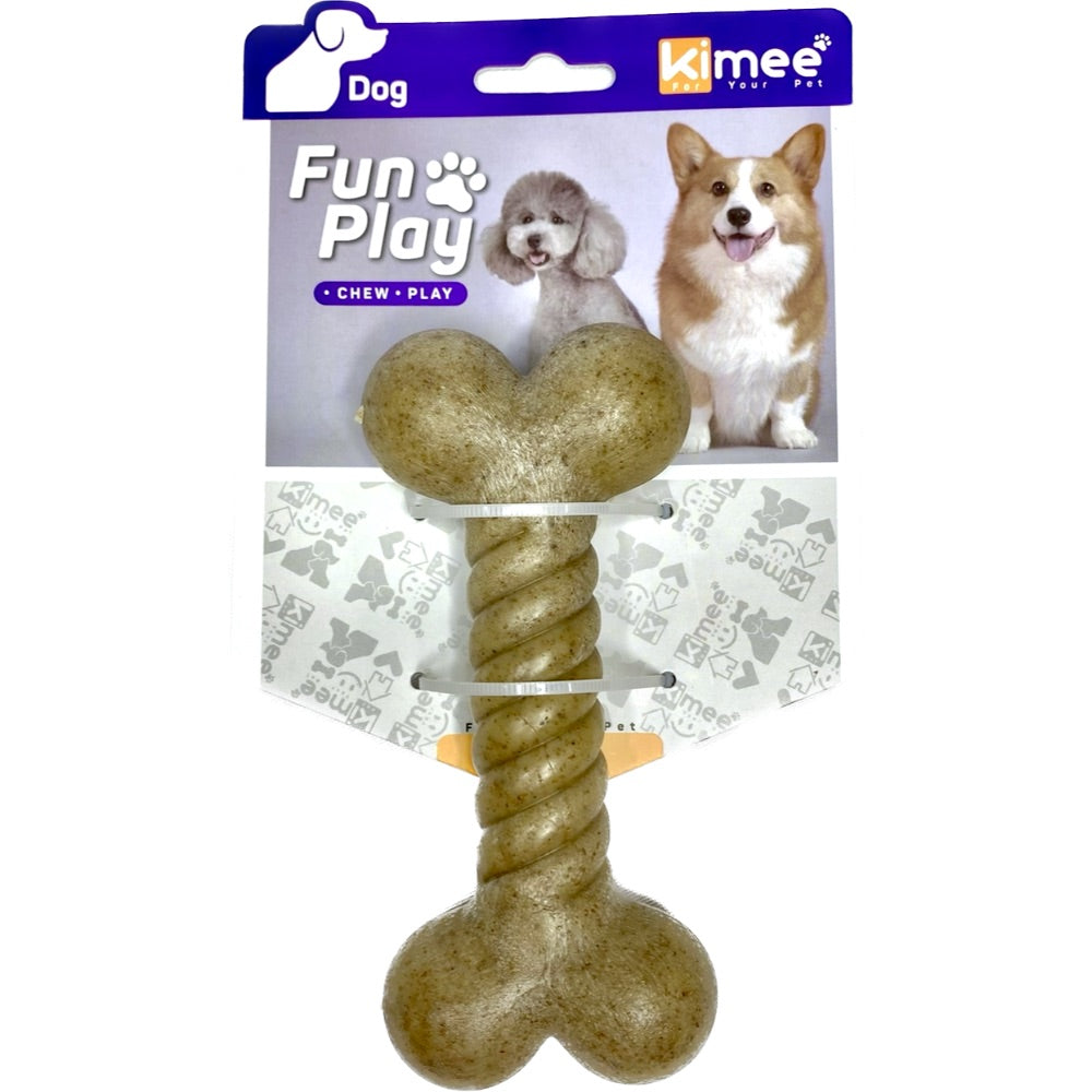 Kimee Fun Play Wood Based Tough Twist Bone Dog Toy
