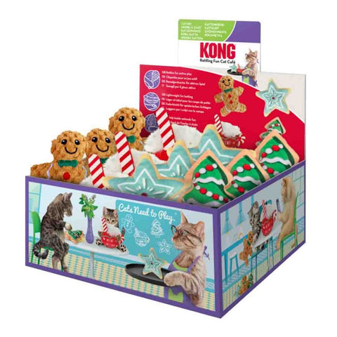 KONG Holiday SqueakAir® Balls with Gingerbread and Candy Cane Print - 6-pk