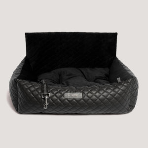Nandog DOG CAR SEAT BED VEGAN LEATHER PRIVE COLLECTION - BLACK