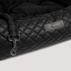 Nandog DOG CAR SEAT BED VEGAN LEATHER PRIVE COLLECTION - BLACK