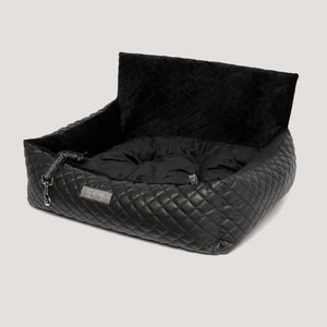 Nandog DOG CAR SEAT BED VEGAN LEATHER PRIVE COLLECTION - BLACK