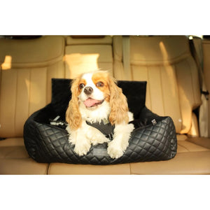 Nandog DOG CAR SEAT BED VEGAN LEATHER PRIVE COLLECTION - BLACK