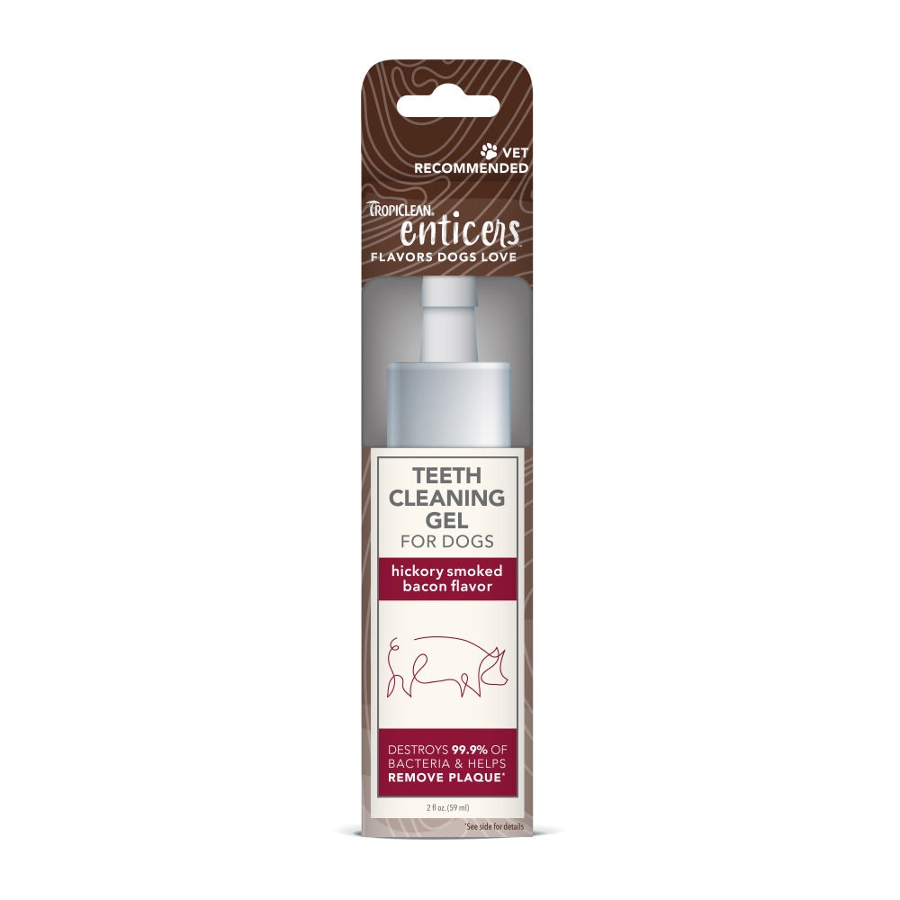 Tropiclean Enticers TEETH CLEANING GEL FOR DOGS – HICKORY SMOKED BACON FLAVOR