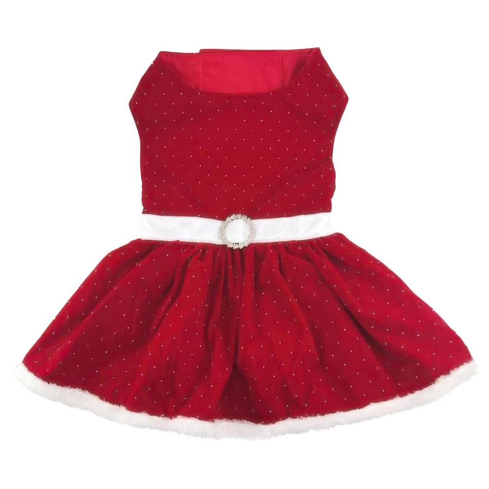 Doggie Design Holiday Dog Harness Dress - Red Velvet Sparkle