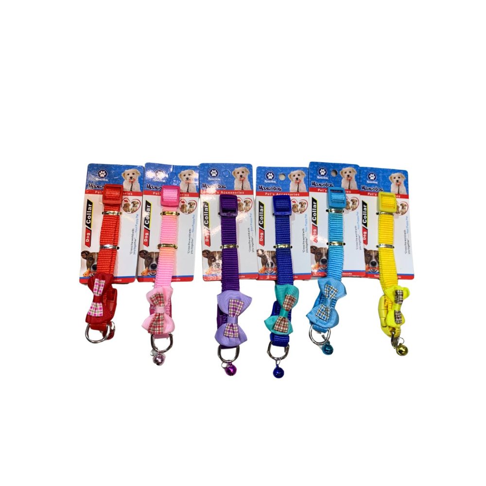 RPS Adjustable Puppy Collar with Plaid  Bow & Bell