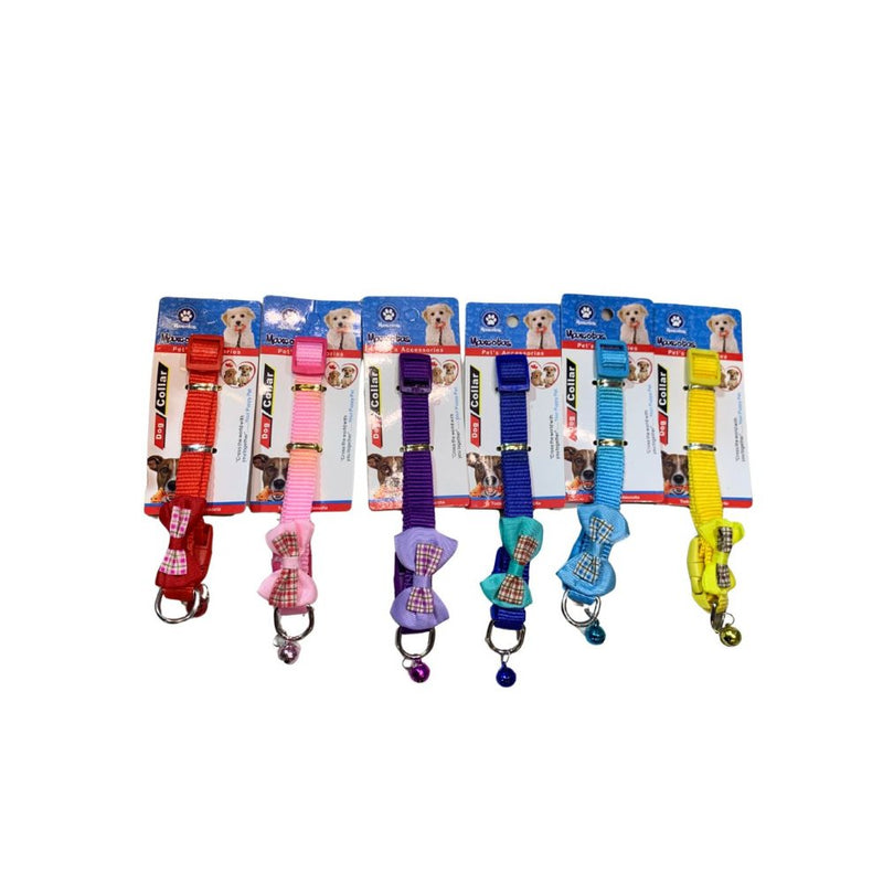 RPS Adjustable Puppy Collar with Plaid  Bow & Bell