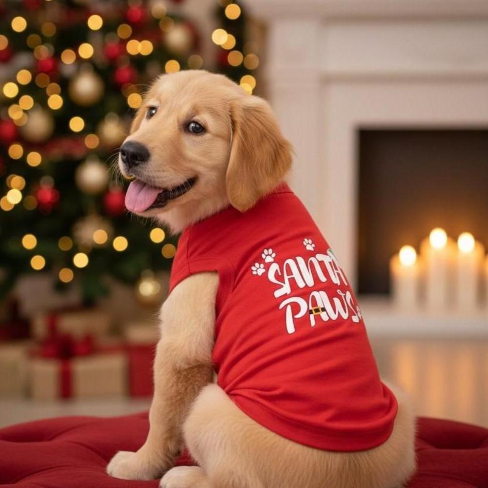 Doggie Design Santa Paws Dog Shirt- Red