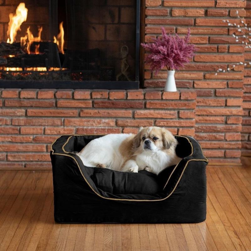 Snoozer Luxury Square Dog Bed with Microsuede - Antracite Black