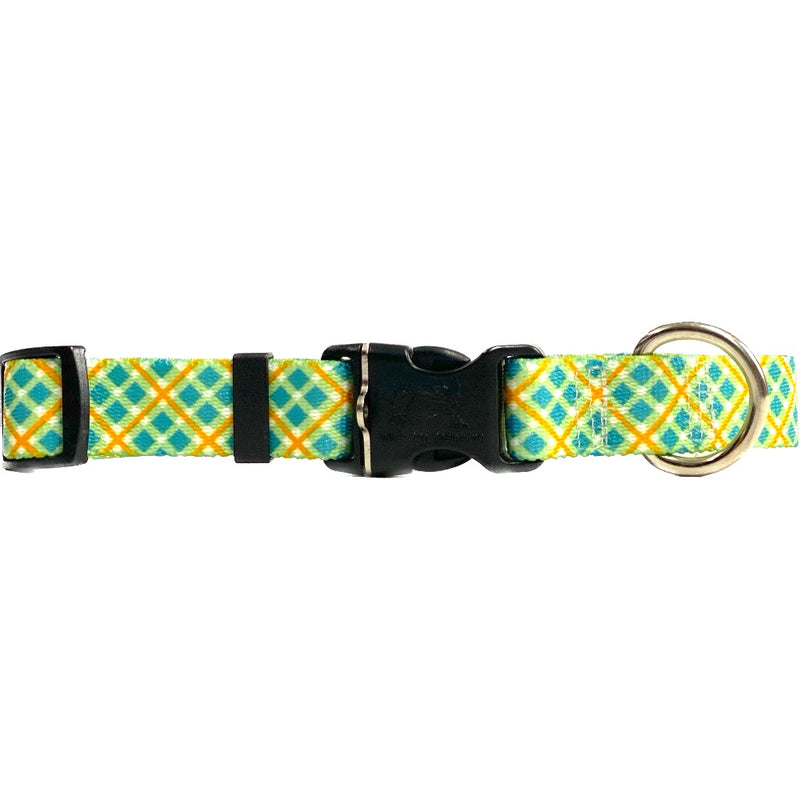Yellow Dog Design Teal & Orange Diagonal Plaid Collar