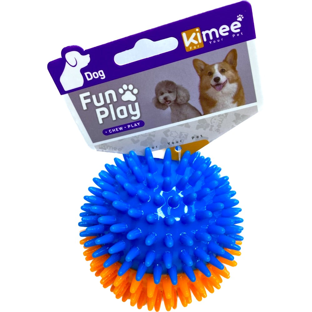 Kimee Fun Play 2 Color Squeaky Spiky Ball Dog Toy