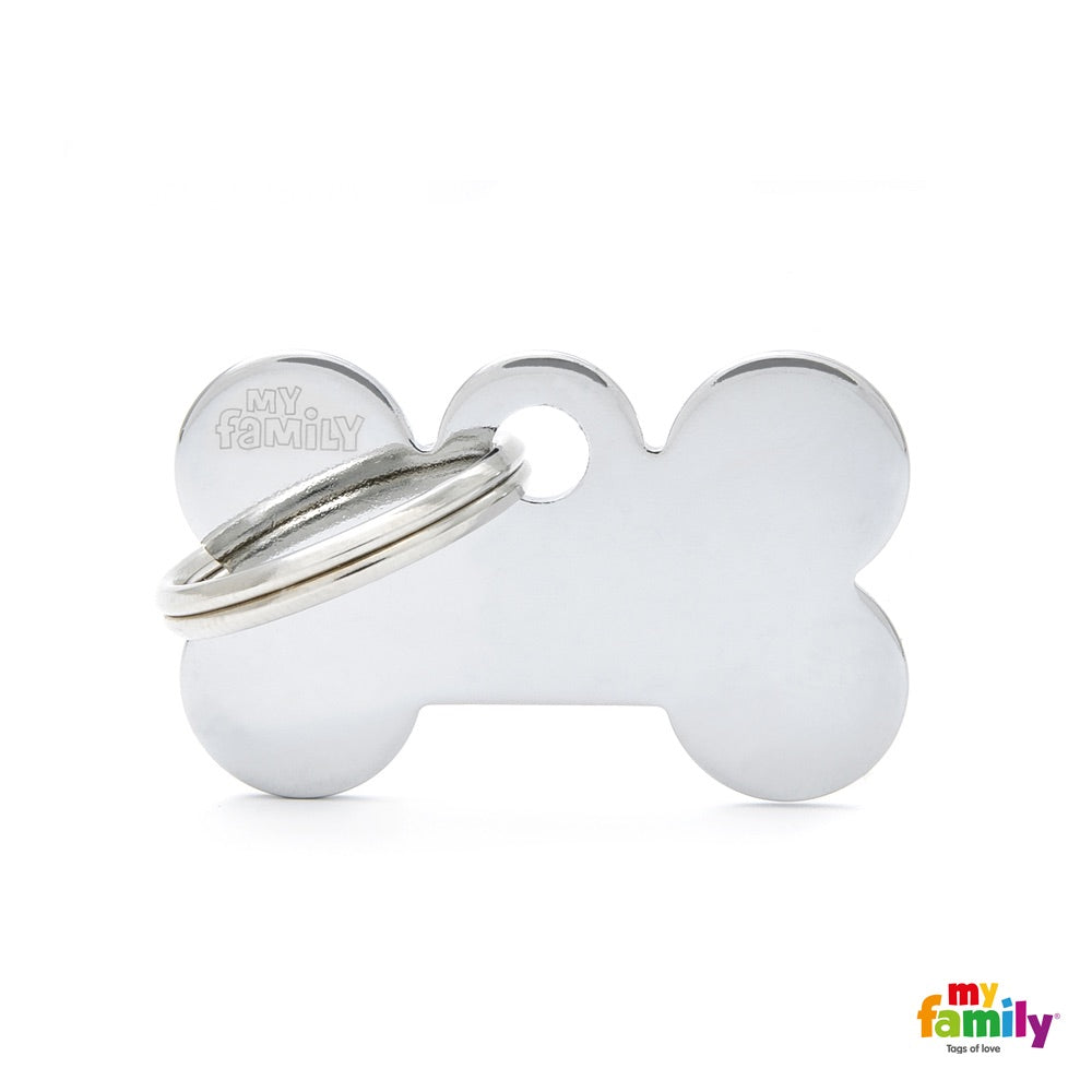 My Family ID TAG BASIC COLLECTION BONE IN CHROME PLATED BRASS