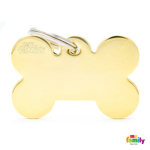 My Family ID TAG BASIC COLLECTION BONE IN GOLDEN BRASS PLATED BRASS
