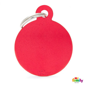 My Family ID TAG BASIC COLLECTION ROUND RED IN ALUMINUM
