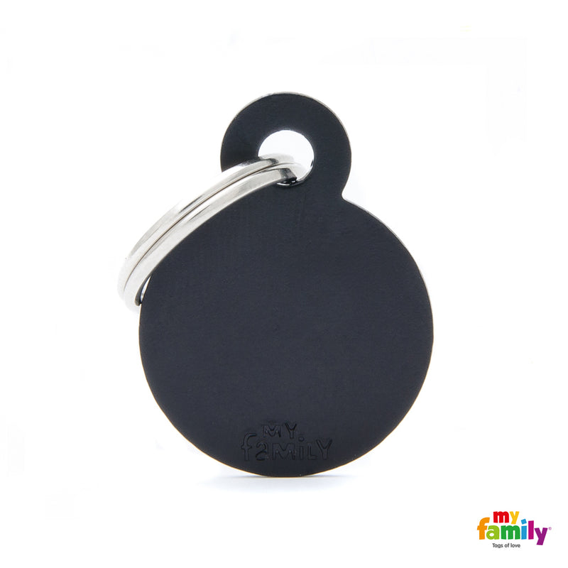 My Family ID TAG BASIC COLLECTION SMALL CIRCLE BLACK IN ALUMINUM