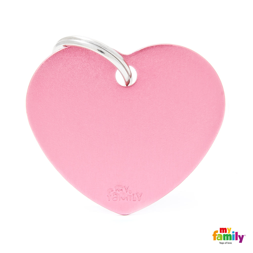 My Family ID TAG BASIC COLLECTION BIG HEART PINK IN ALUMINUM