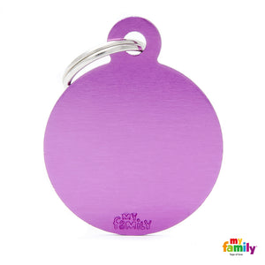 My Family ID TAG BASIC COLLECTION ROUND PURPLE IN ALUMINUM