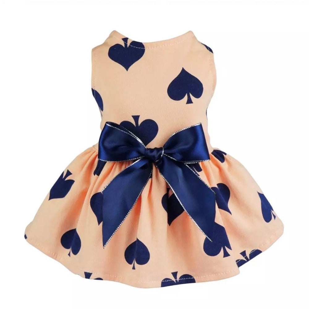 Paws and Whiskers Pink & Navy Spade Harness Dress