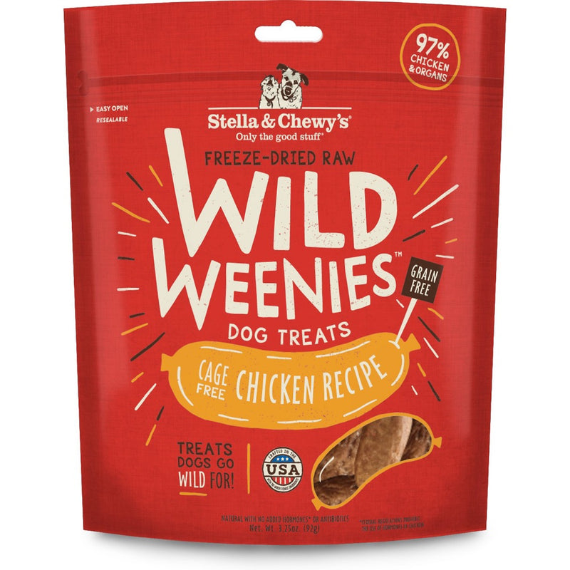 *SALE* Stella & Chewy's® Freeze Dried Raw Wild Weenies Grain Free Cage Free Chicken Recipe Dog Treats 3.25oz- Expiring 19th May,2024