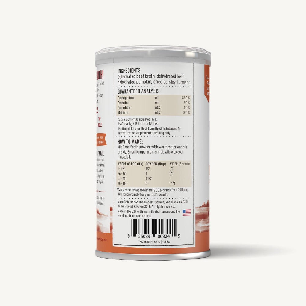 The Honest Kitchen INSTANT BONE BROTH - BEEF & TURMERIC (3.6oz)