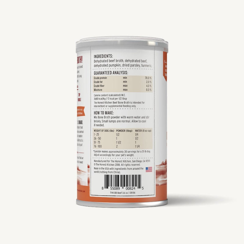 The Honest Kitchen INSTANT BONE BROTH - BEEF & TURMERIC (3.6oz)