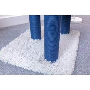 Petpals Galaxy Blue and Gray 4 Level 40" Cat Tree With Paper Rope Posts, Shag Fur Perch, and Condo