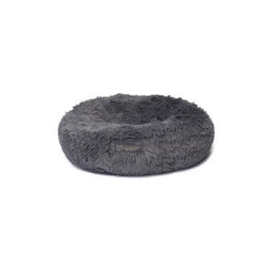 NANDOG ROUND SHAGGY PET BED - 26" IN DIAMETER - DARK GRAY