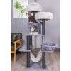 Catry Meerkat 7 Level Gray Cat Tree With Scratching Posts, Condo, Hammock and Two Shag Fur Cushions