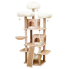 Catry Deluxe Cat Tree Castle- Complex Tower with Cat Hammock, Scratching Post, and Playful Toys - Beige