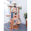 Catry Deluxe Cat Tree Castle- Complex Tower with Cat Hammock, Scratching Post, and Playful Toys - Beige