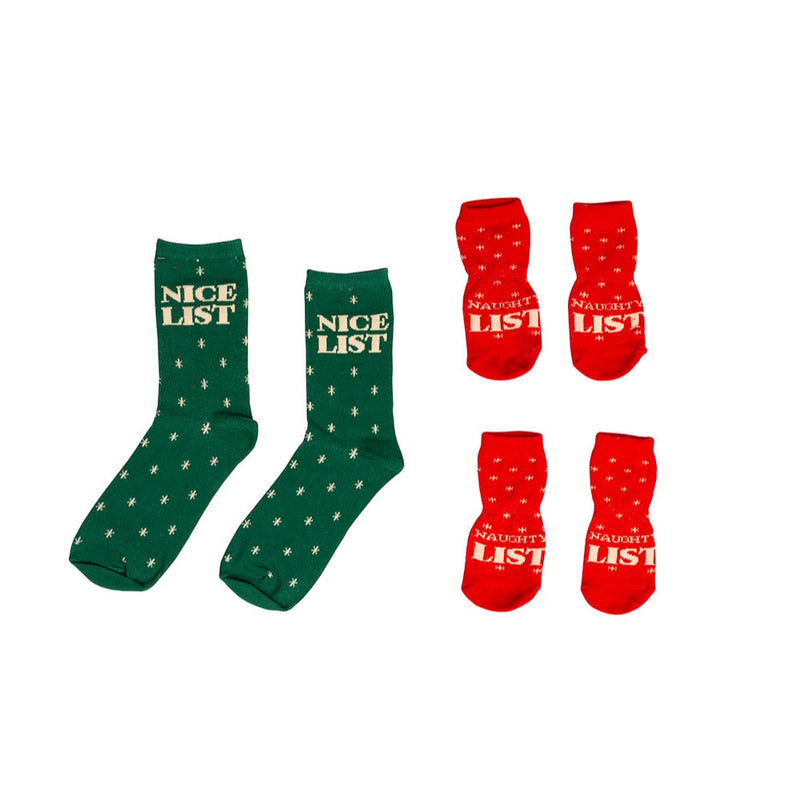 Pearhead Naughty List / Nice List Human and Dog Sock Set