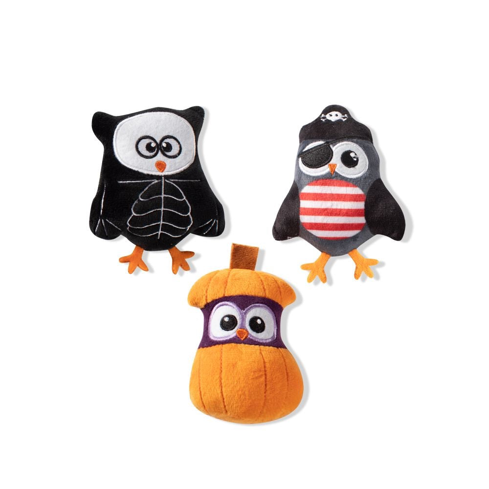 Fringe Studio Owl-O-Ween Small Plush Dog Toys Set Of 3