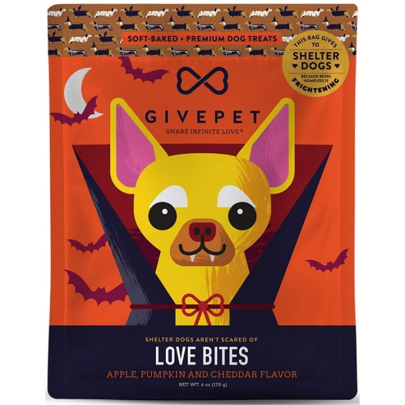 GivePet Halloween Soft Dog Treats Love Bites 6 Oz. - Apple, Pumpkin, and Cheddar Flavor