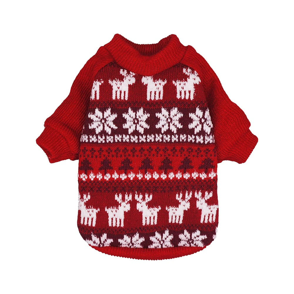 Fitwarm Snowflake Christmas Sweater - Red