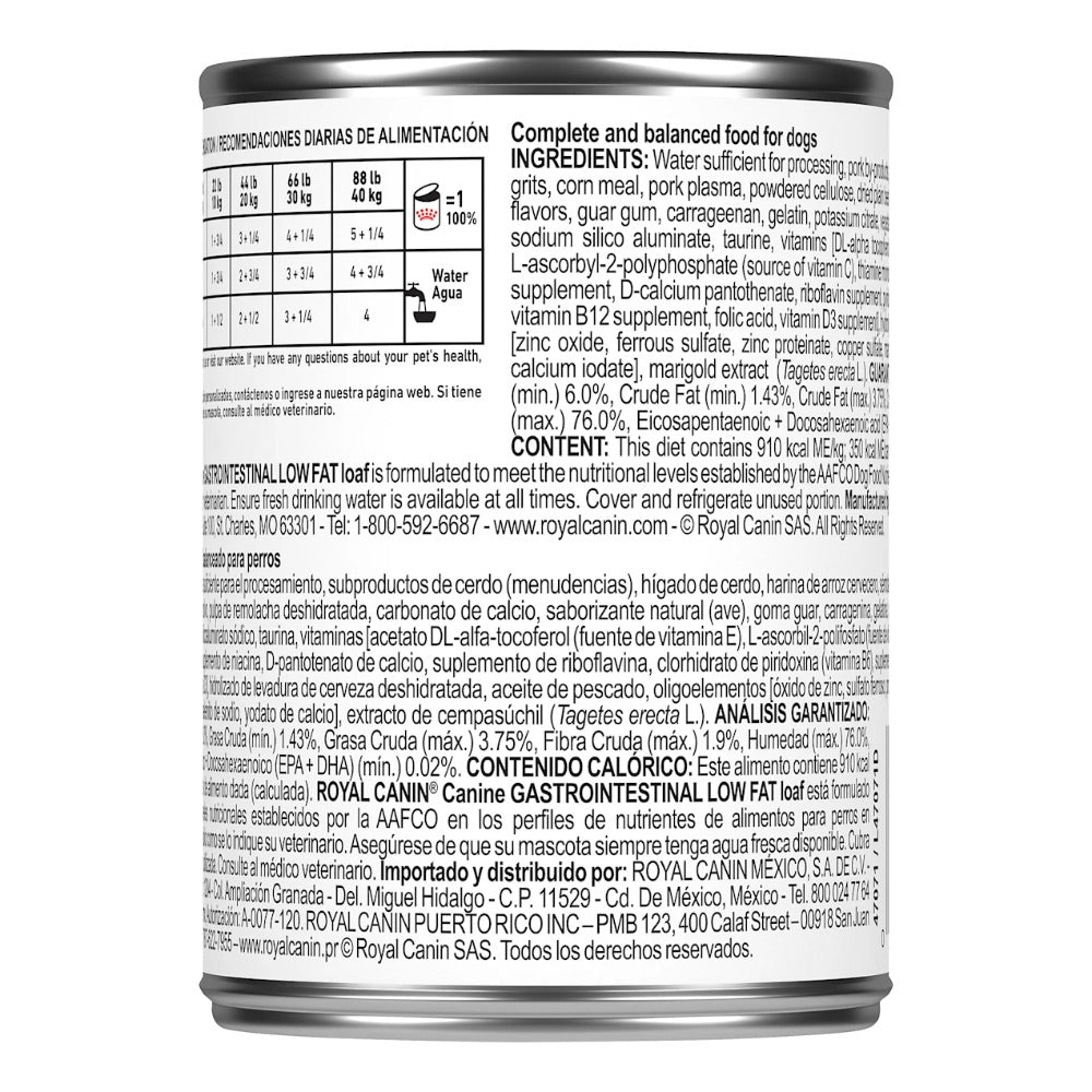 Royal Canin Veterinary Diet Gastrointestinal Low Fat Loaf Canned Wet Dog Food