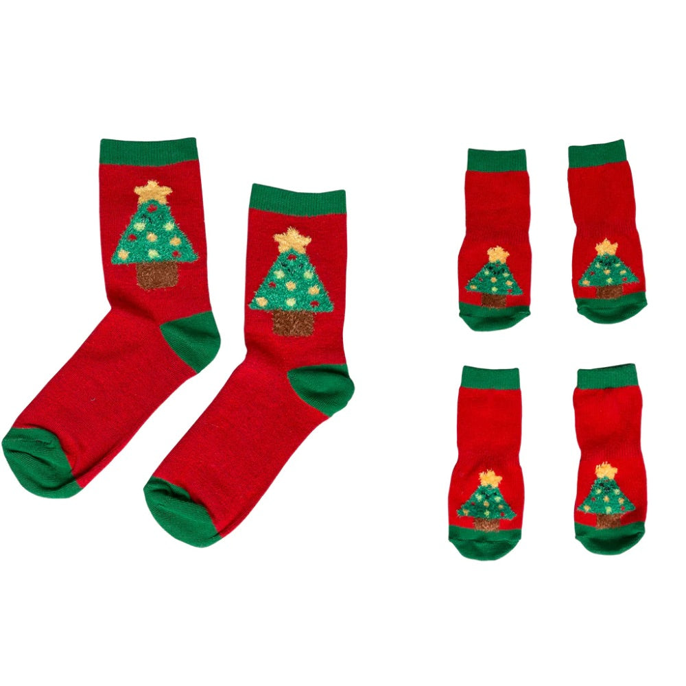 Pearhead Christmas Tree Human and Dog Sock Set