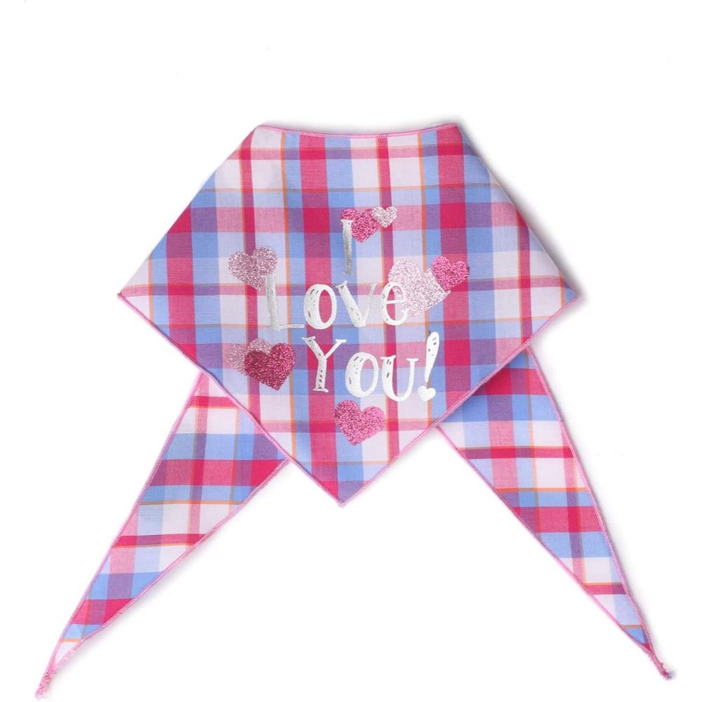 Tail Trends Silver I love You Valentines Bandana