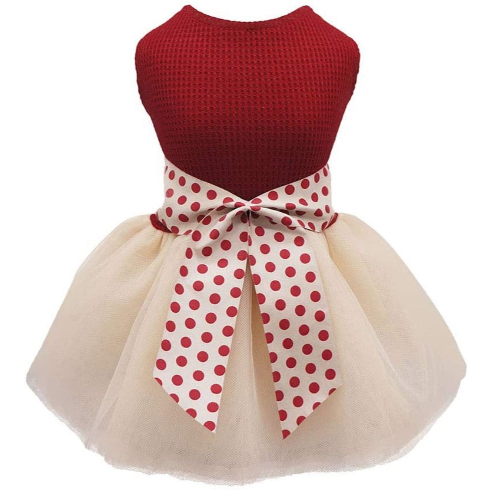 Fitwarm Retro Polka Dot Dog Doggie Tutu Dress Red