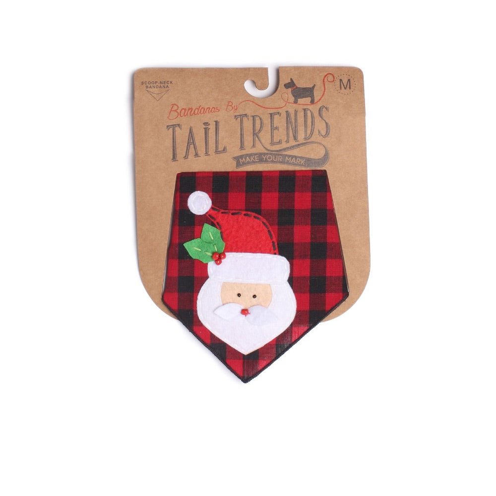 Tail Trends Box Plaid SANTA CLAUS Bandana