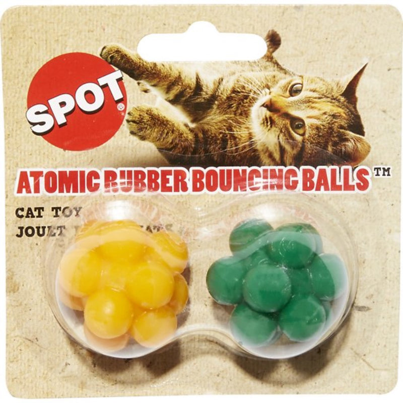Ethical Pet Spot Atomic Rubber Bouncing Ball Cat Toy - 2-pack