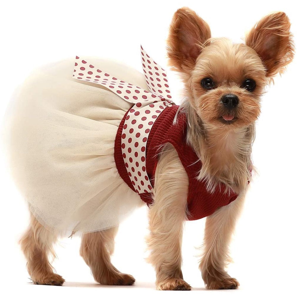 Fitwarm Retro Polka Dot Dog Doggie Tutu Dress Red