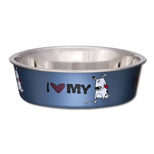 Loving Pets Bella Bowls – I Love My Dog Steel Blue