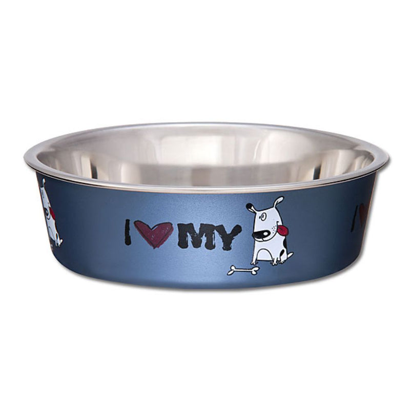 Loving Pets Bella Bowls – I Love My Dog Steel Blue