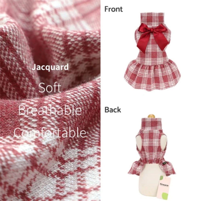 Fitwarm Plaid Turtleneck Vest Dress