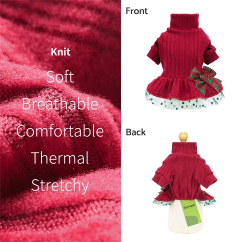 Fitwarm Christmas Turtleneck Tulle Dress