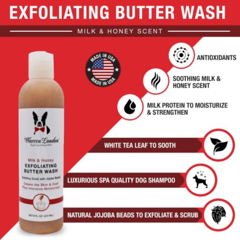 *SALE*Warren London Exfoliating Butter Wash with Jojoba Beads - Milk & Honey 8oz - Expiring December,2024