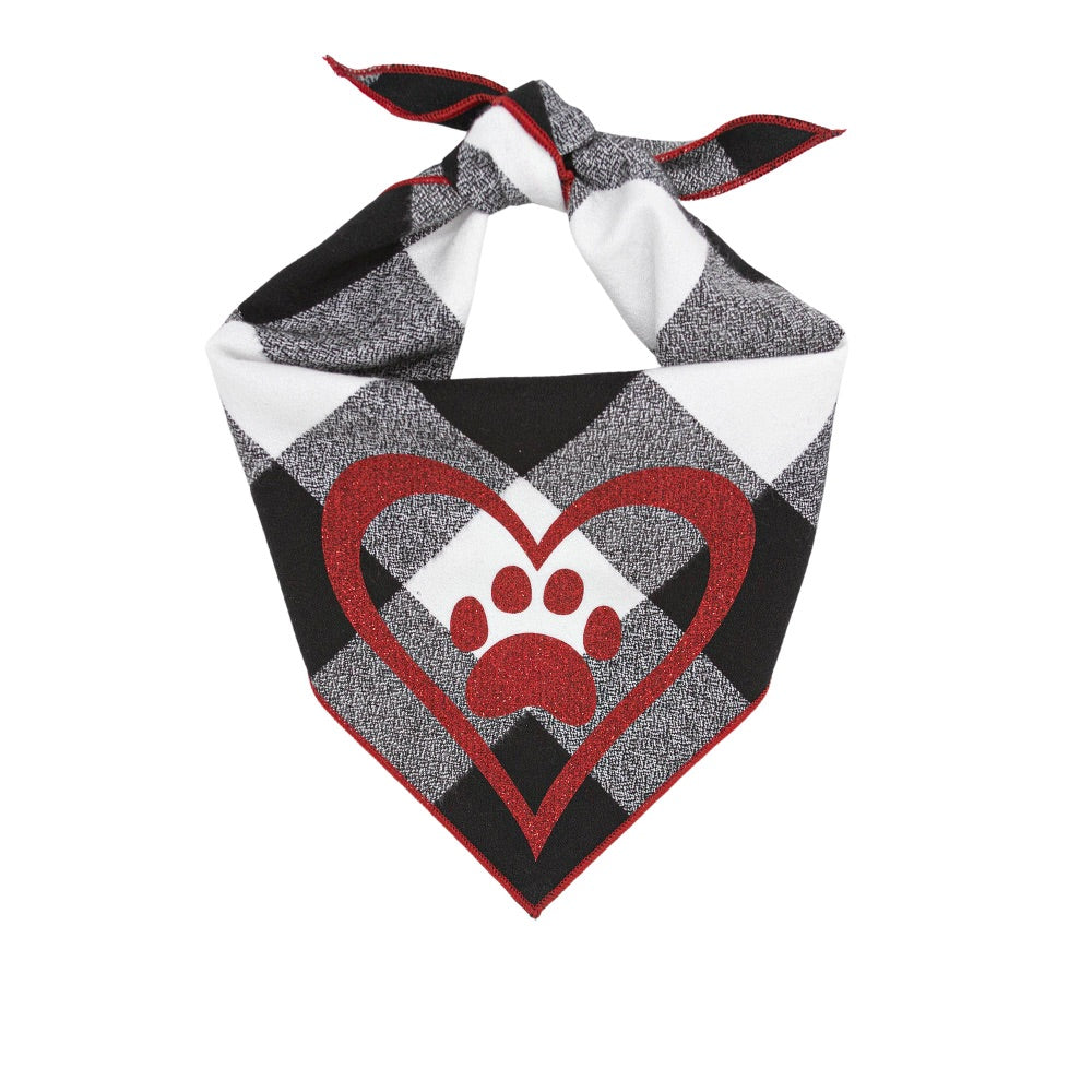 Paisley Paw Designs Red Heart with Paw Valentine Dog Bandana