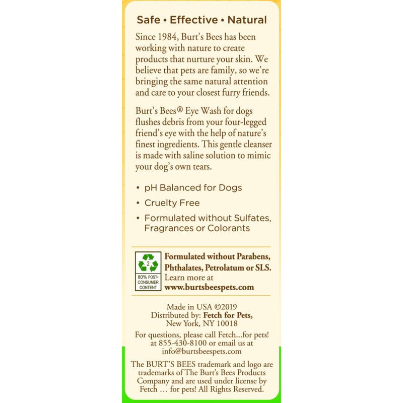 Burts Bees Eye Wash with Saline Solution for Dogs, 4 Ounces