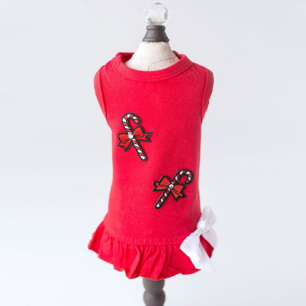 Hello Doggie Candy Cane Dog Dress